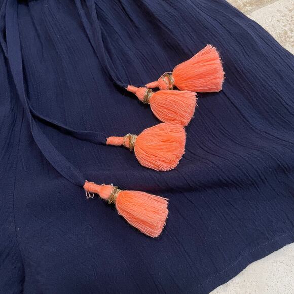 Lilly Pulitzer S Beeler Romper | Navy, Tassel Tie, Embroidered, Boho Style $168 - Picture 6 of 7